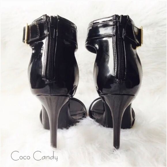 🔃Wild Diva Black Ankle Strap Open Toe High Heels - Picture 7 of 8